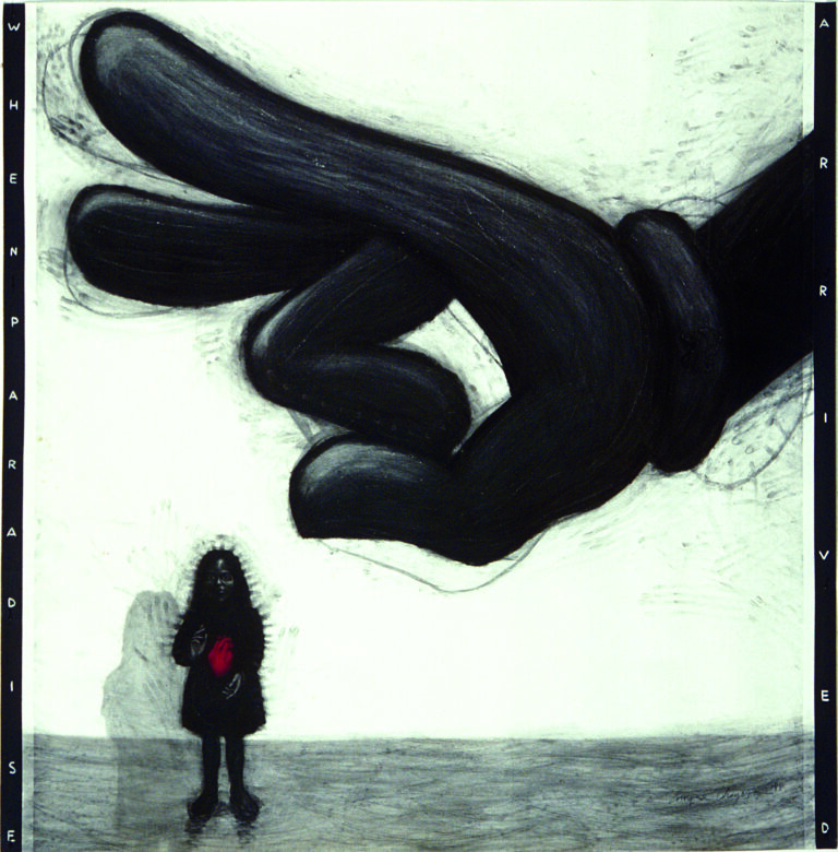 drawing of a cartoon hand flicking a small person